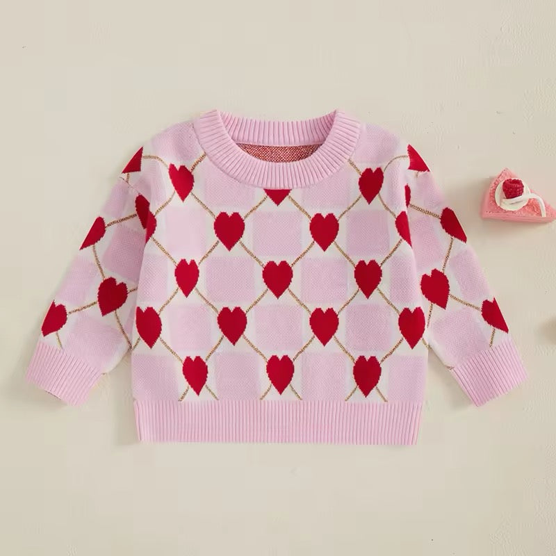 Pink + Red V-Day Heart Envelope Sweater