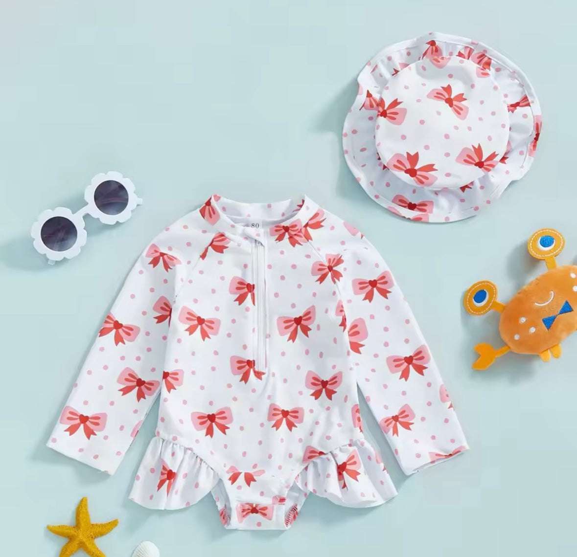 Cherry, Strawberry & Daisy Print Ruffled Swimsuits