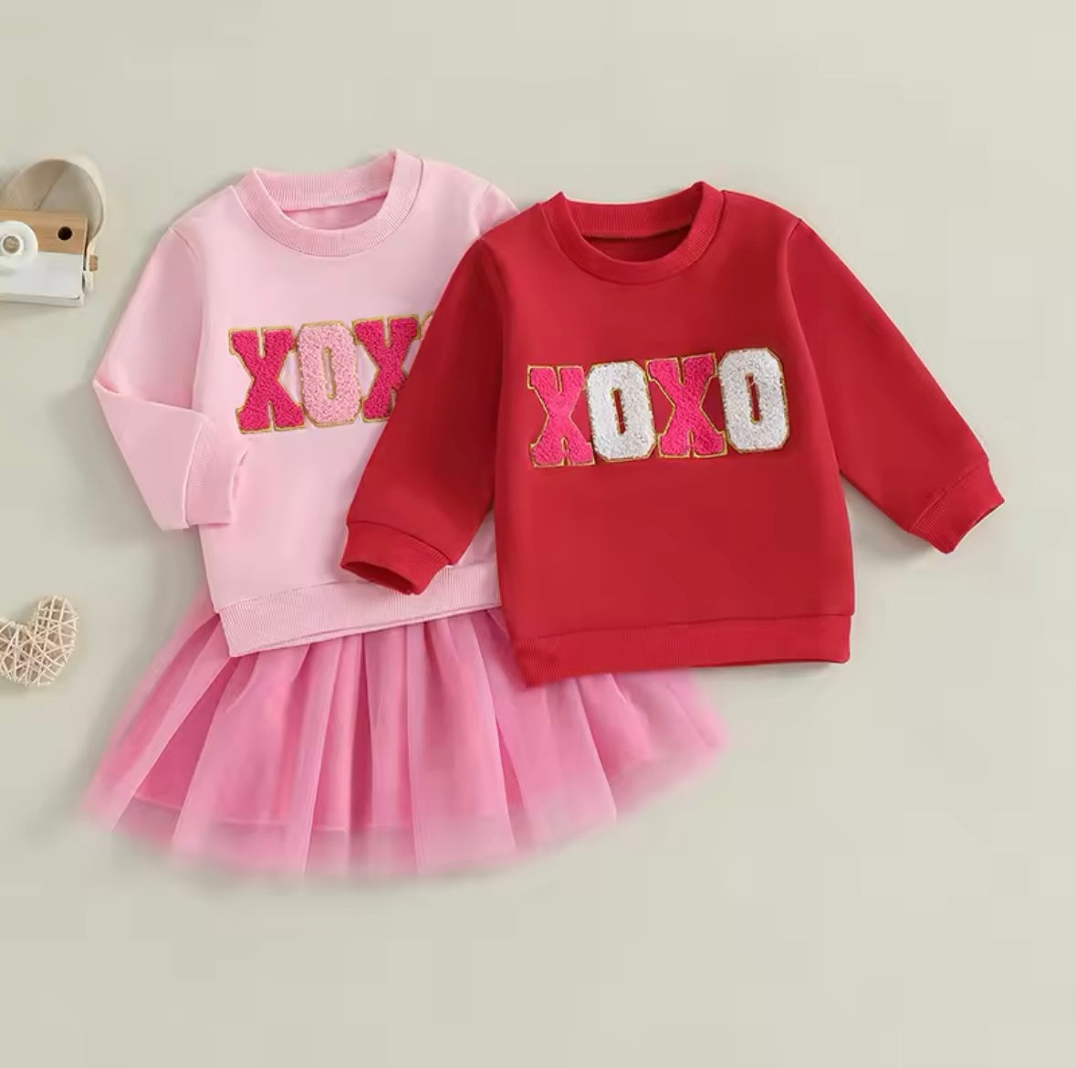 XOXO Chenille Lettered Skirt Set