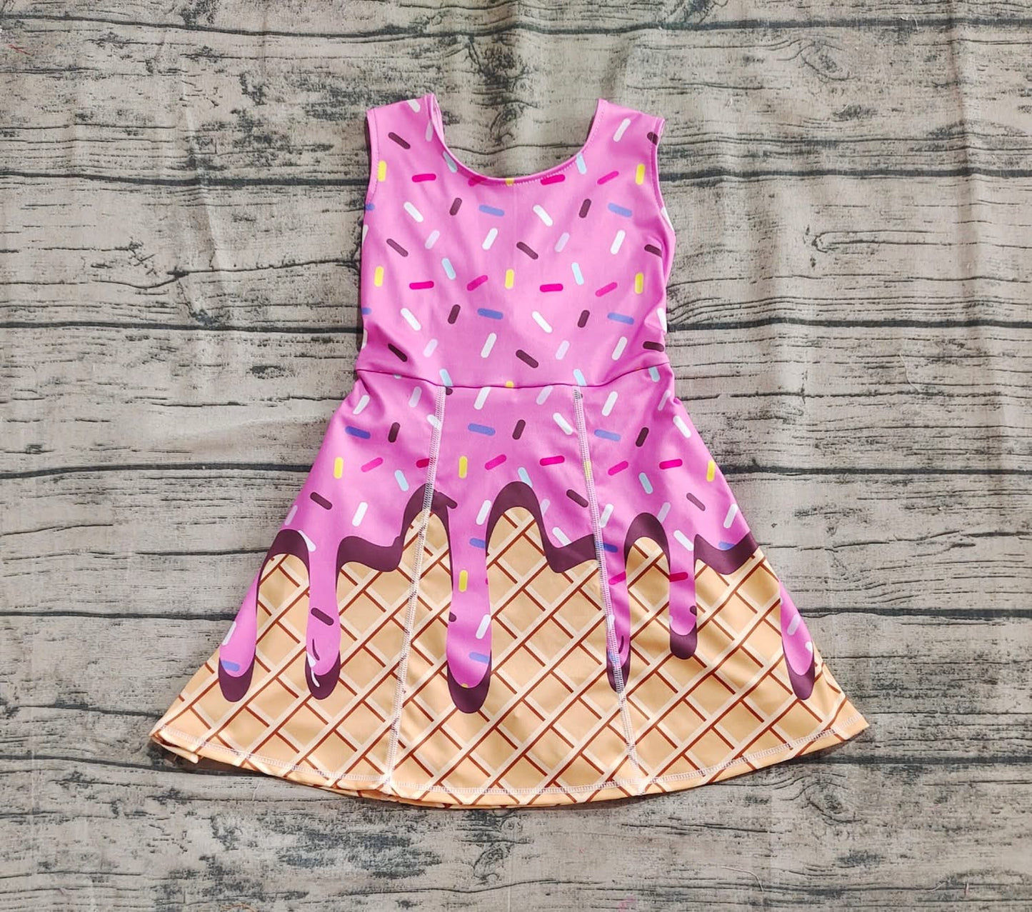 Pink Icecream Print Twist Back Yoga Skort Dress