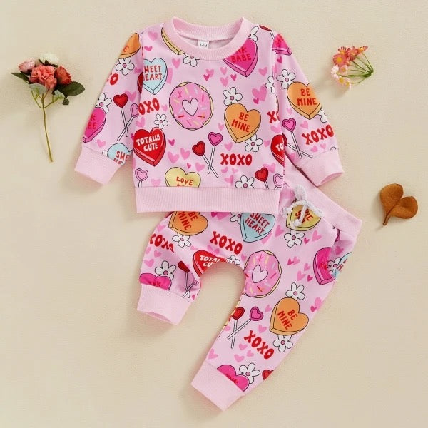 Top Selling V-Day Candy Heart Jogger Set
