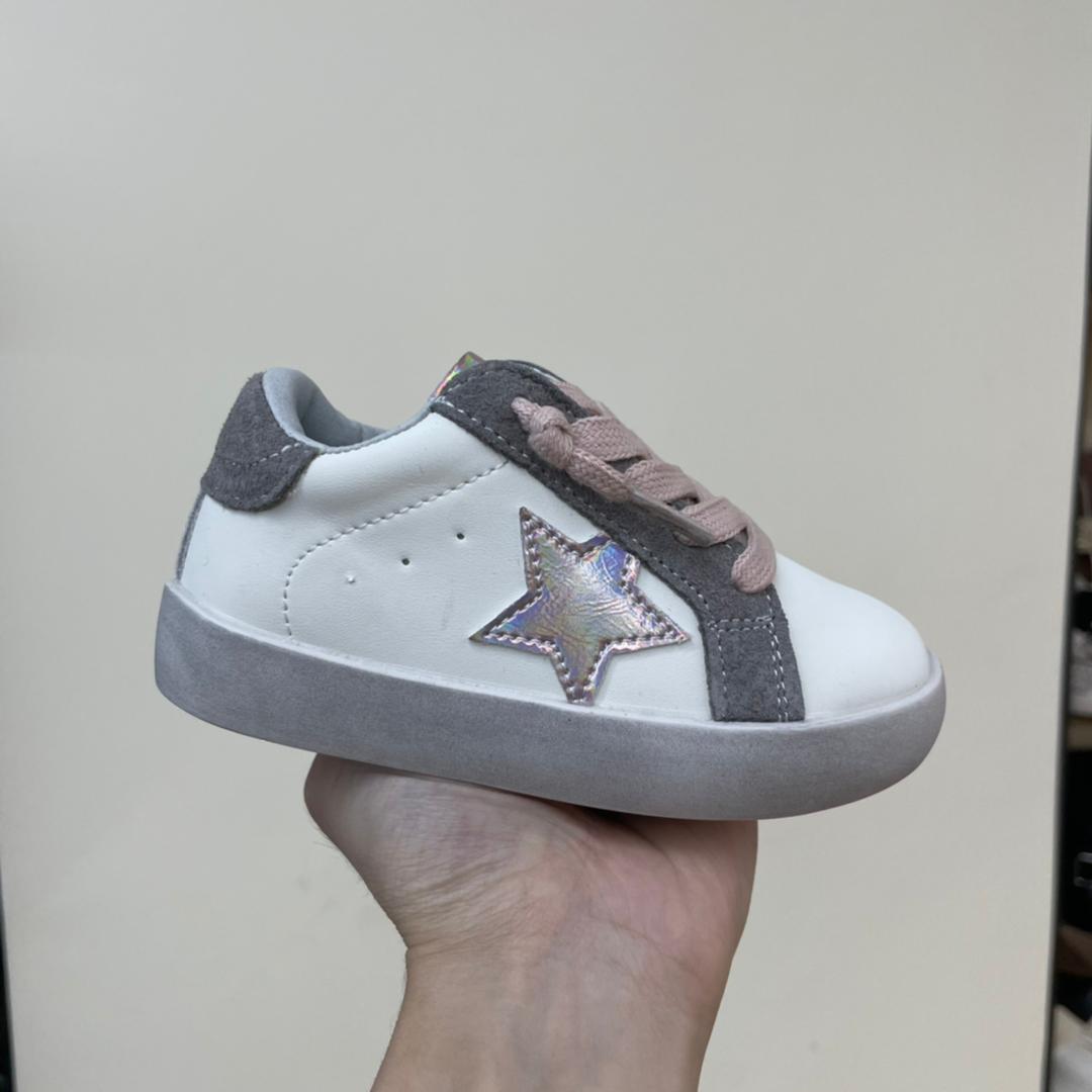 Gray, Pink + Metallic Star High Quality Star Sneakers