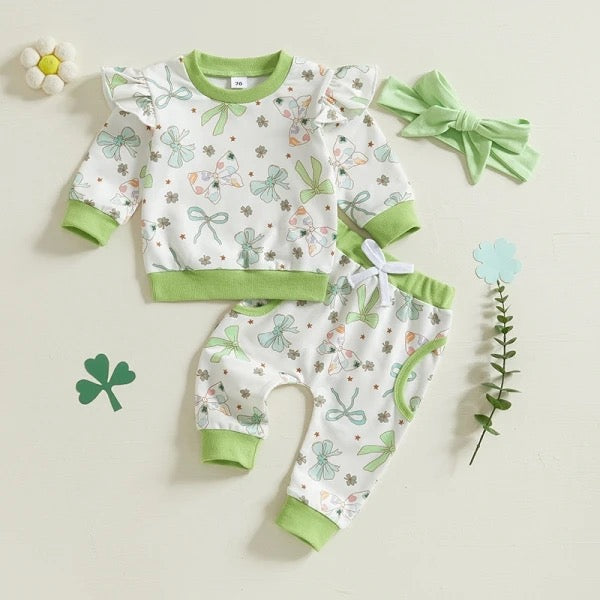 St. Patrick’s Day Multi Bow Print Jogger Set