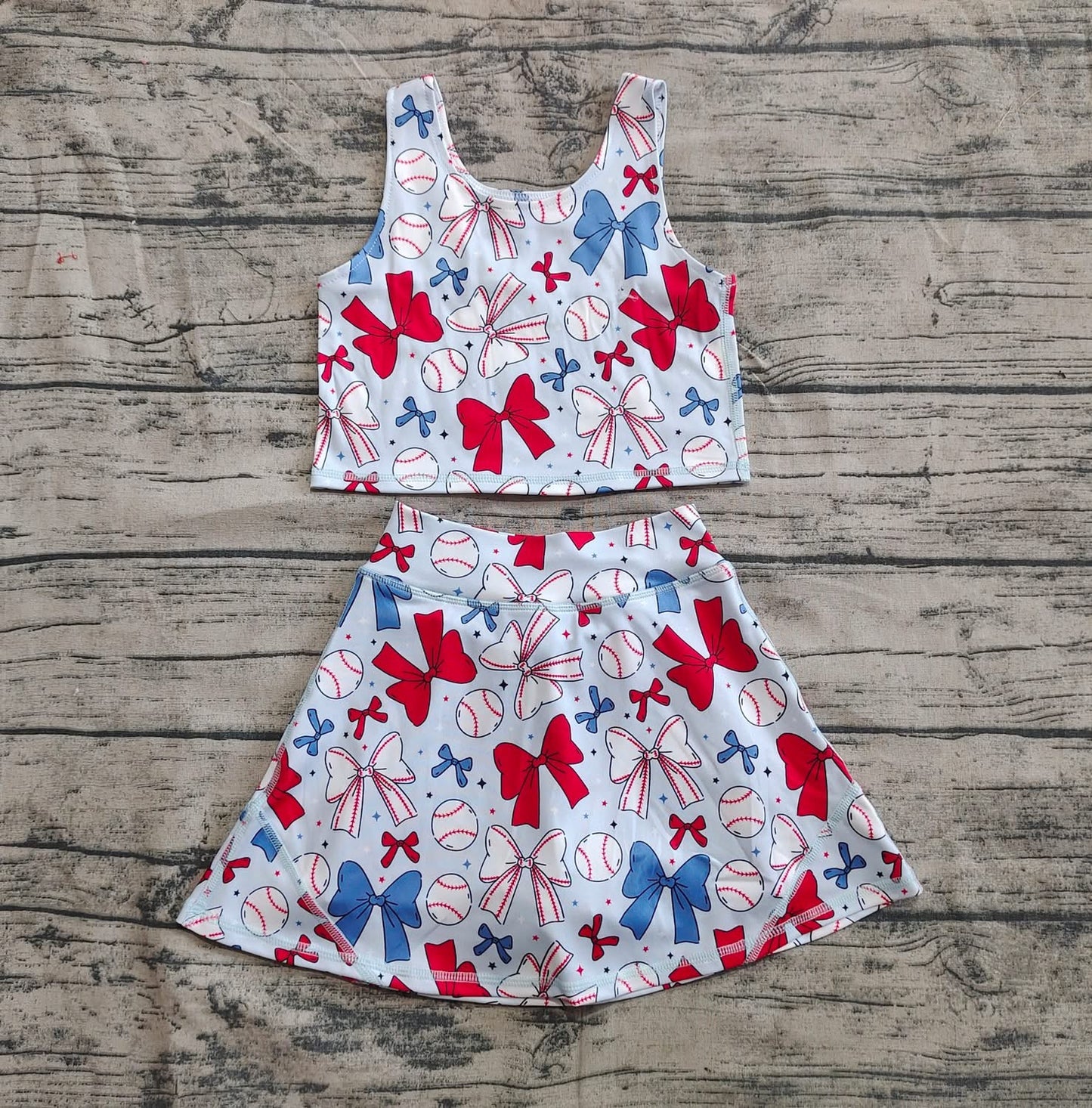 Baseball & Bow 2-Piece Yoga Skort Set