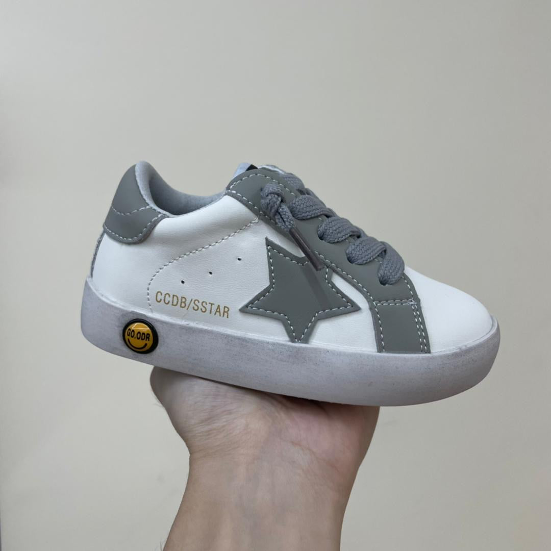 Gray & White Neutral Toned Unisex Star Sneakers
