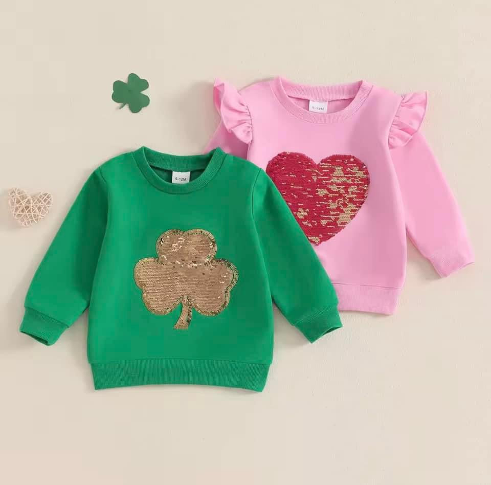Clover + Heart Sequins Long Sleeved Pullovers