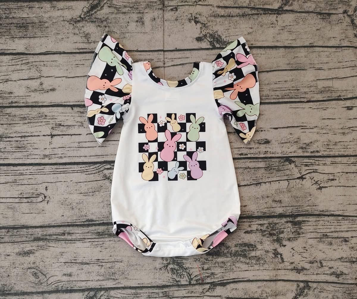 Checkered Easter Bunny Peep Bubble Romper