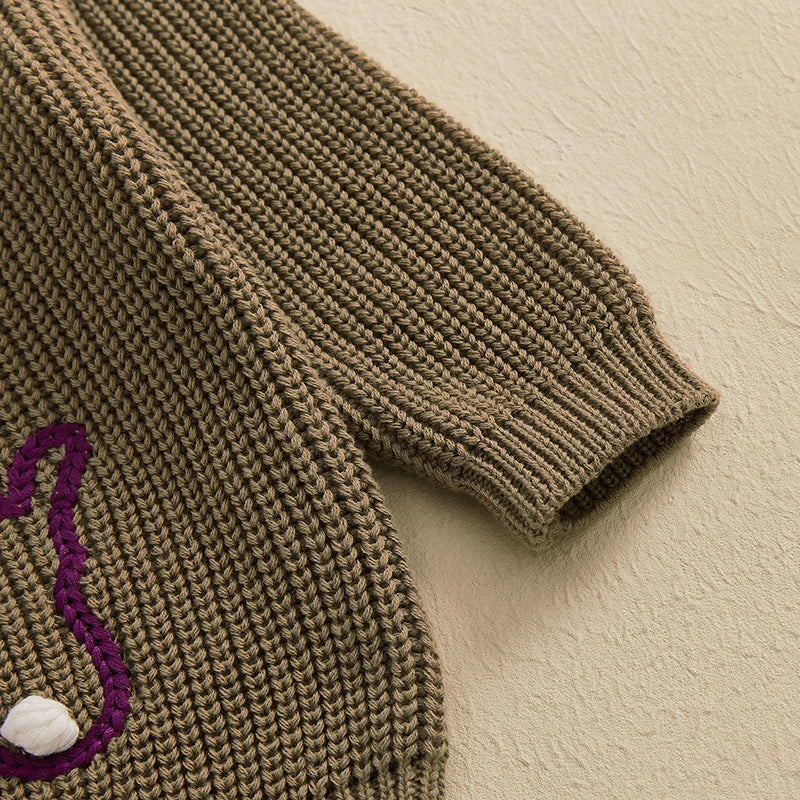 Multi Colored Bunny Crew Neck Knit Pullover