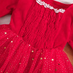 Cinched Christmas Mesh Star Dress