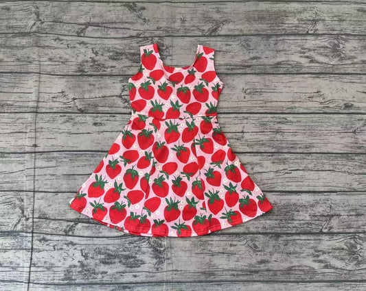 Pink + Red Strawberry Twist Back Yoga Skort Dress