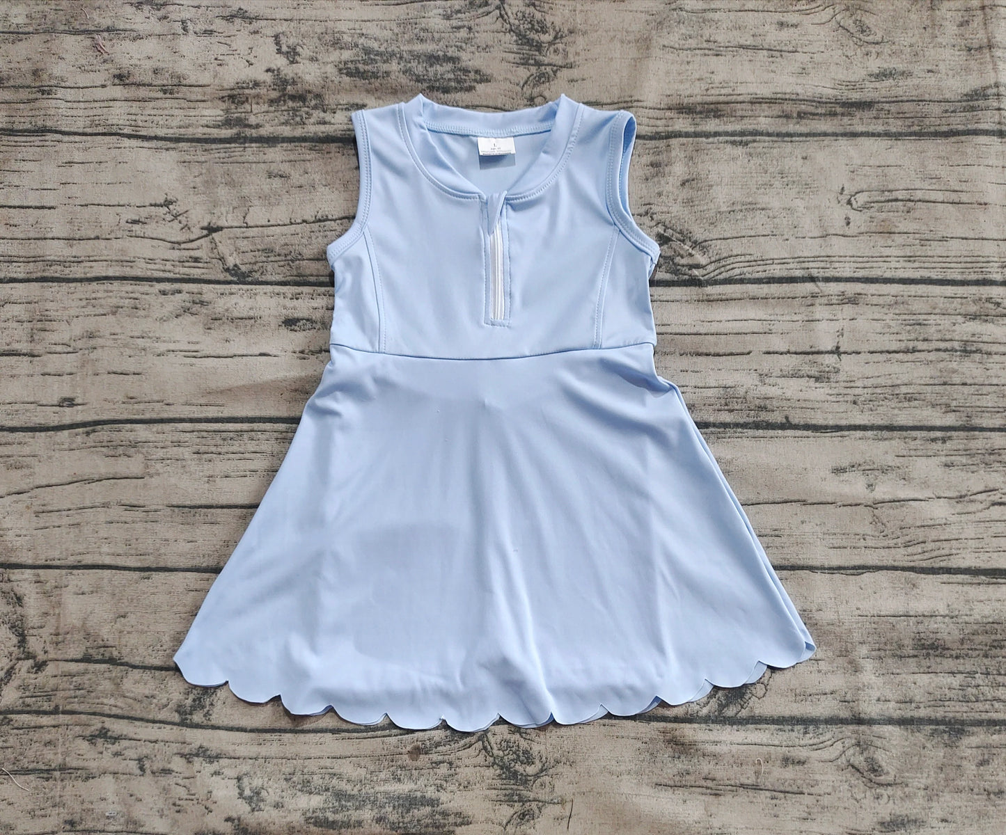 Solid Colored Sleeveless Scalloped Skort Dress