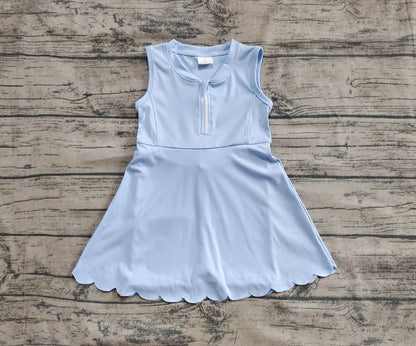 Solid Colored Sleeveless Scalloped Skort Dress