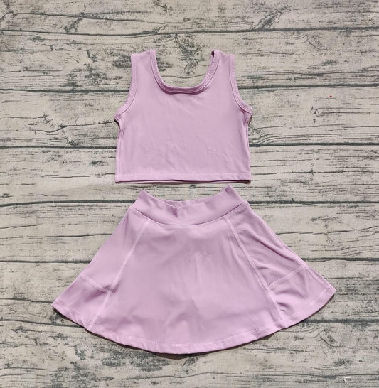 Solid Purple 2-Piece Yoga Skort Set