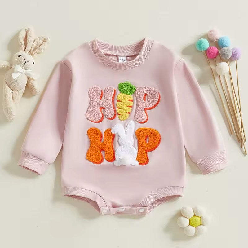 Hip Hop Chenille Lettered Pink Onesie