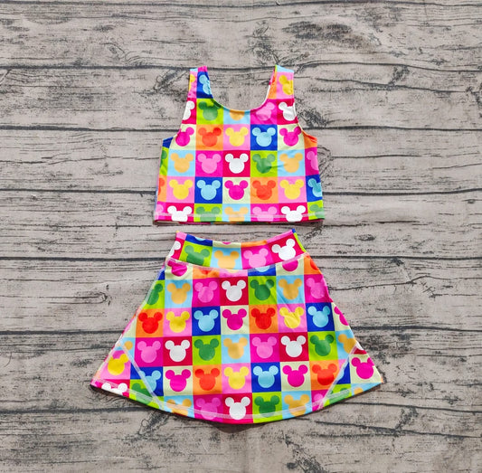 Checkered Rainbow Minnie 2-Piece Yoga Skort Set