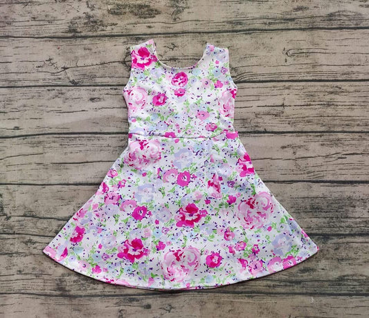 Pinkish, Green & White Floral Twist Back Skort Dress