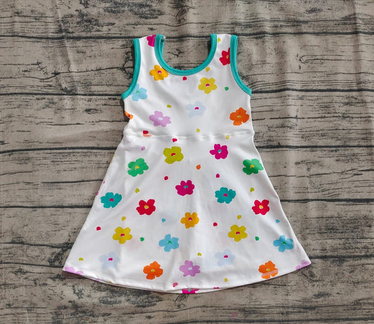 White Multi Colored Daisy Sleeveless Skort Dress