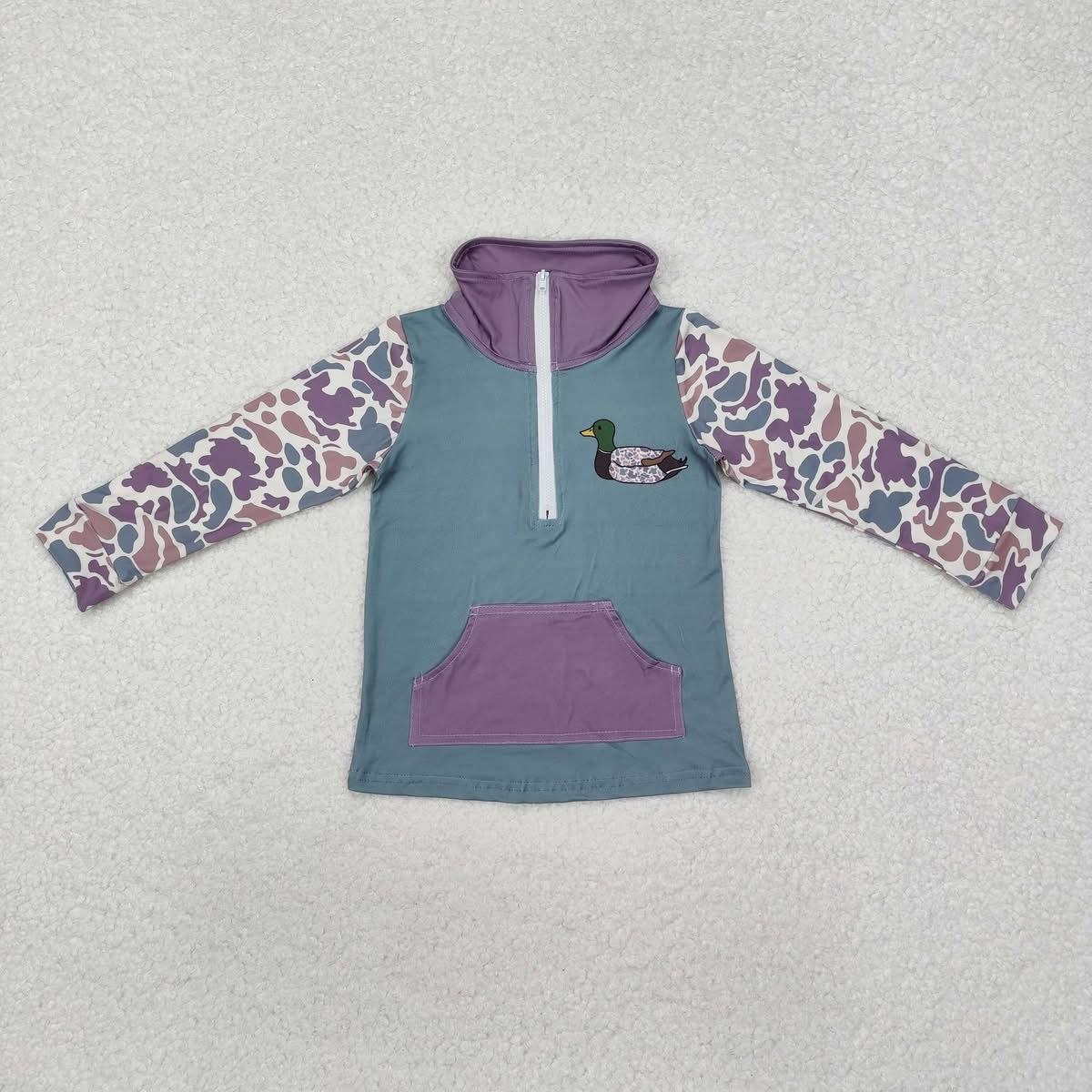 Duck Camo Half Zip Collared Pullover (Girl)