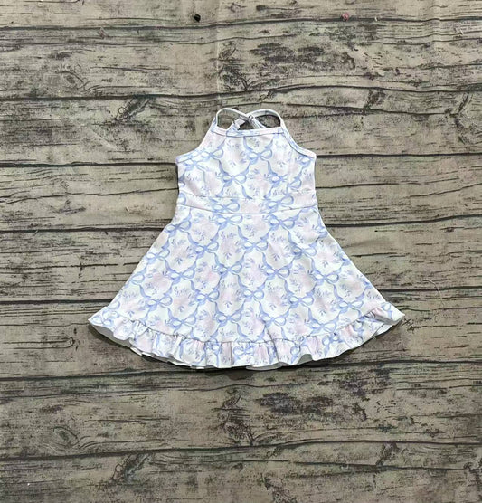 Paisly Bow Flower Sleeveless Ruffled Skort Dress