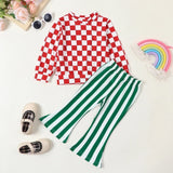 Checkered Print Color Block Striped Bell Set