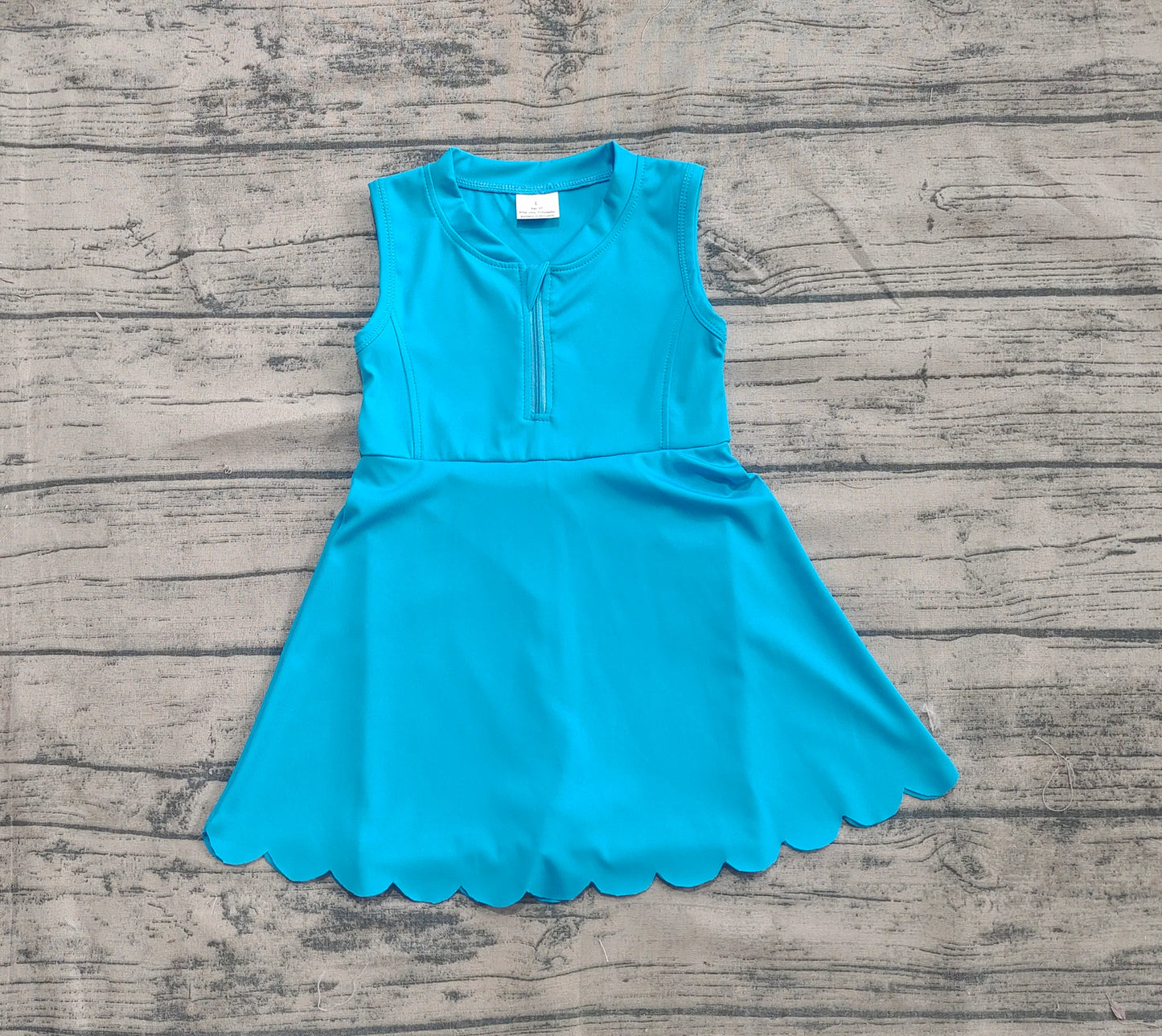 Solid Colored Sleeveless Scalloped Skort Dress