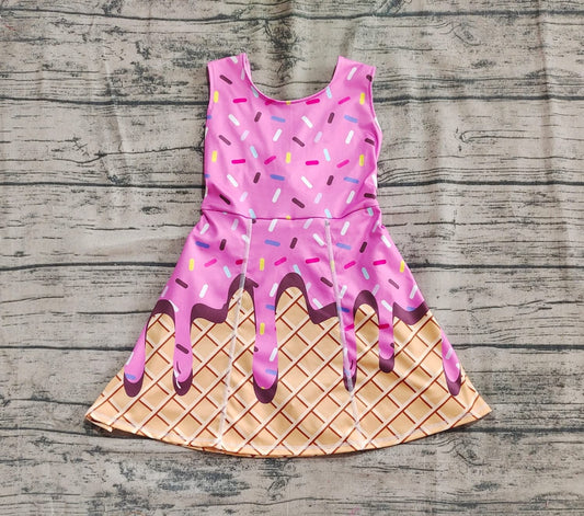 Pink Icecream Print Twist Back Yoga Skort Dress