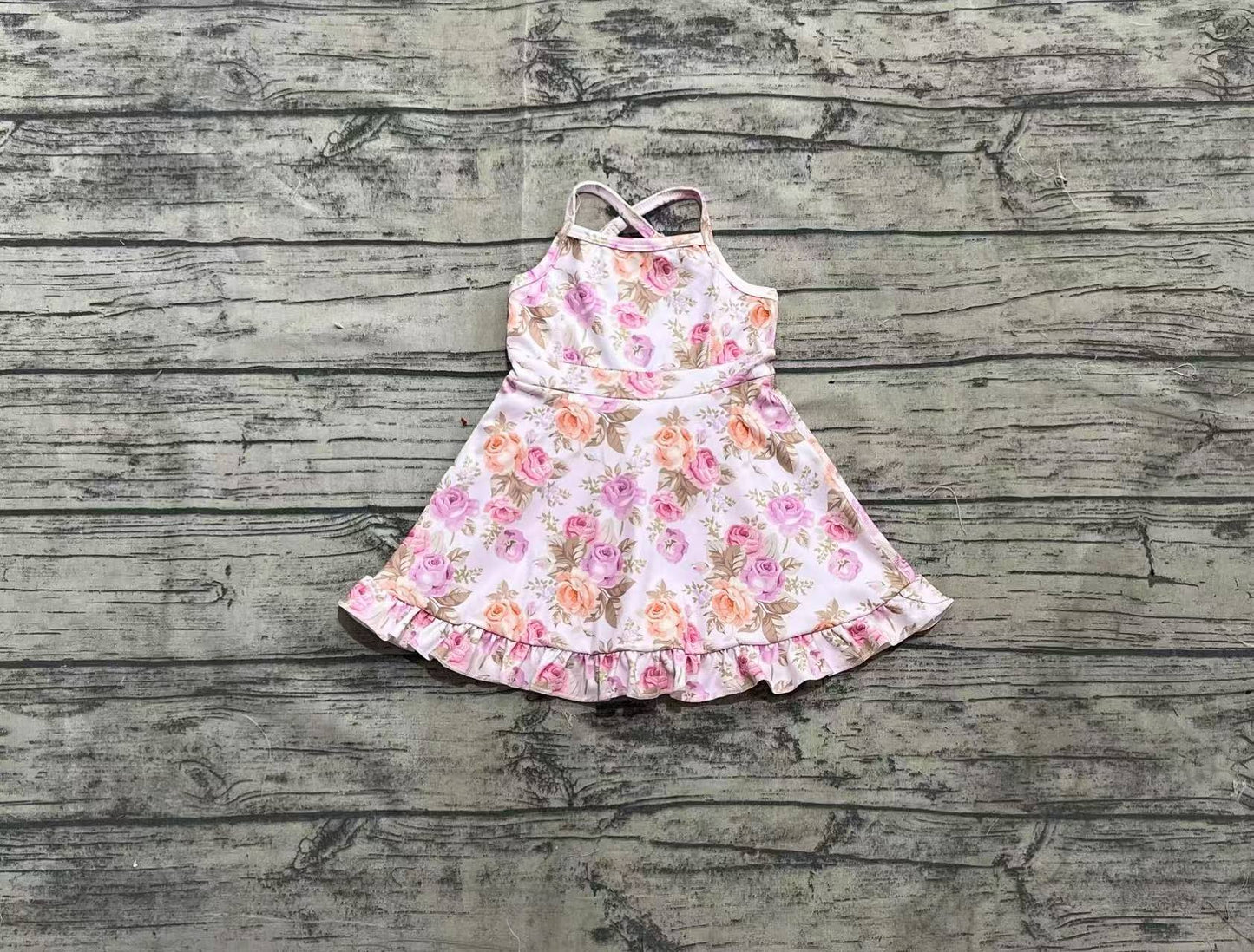 Vintage Floral Sleeveless Ruffled Skort Dress