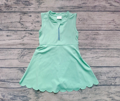 Solid Colored Sleeveless Scalloped Skort Dress