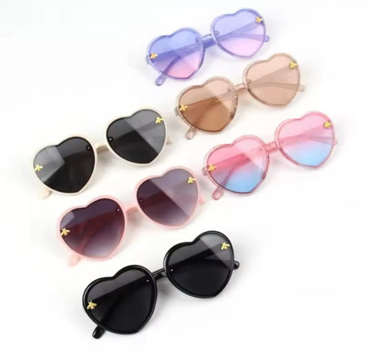 Glitter & Solid Colored Heart Shaped Sunglasses