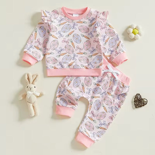 Daisy & Bow Easter Egg Printed Jogger Set