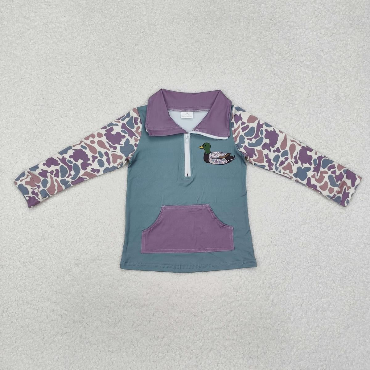 Duck Camo Half Zip Collared Pullover (Girl)