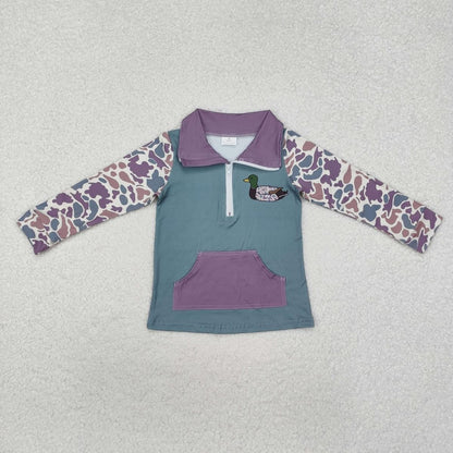 Duck Camo Half Zip Collared Pullover (Girl)