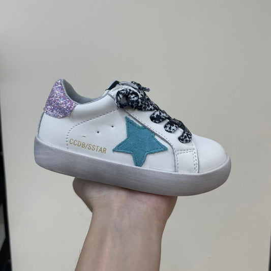 Teal, Purple Sequin + Leopard Laced Star Sneakers