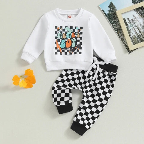 Mama’s Boy Checkered Print Set