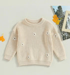 Embroidered Daisy Knit Sweaters