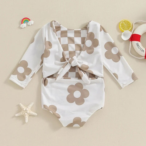Daisy - Checkered Print Reversible Tie Swimsuit