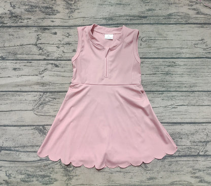 Solid Colored Sleeveless Scalloped Skort Dress