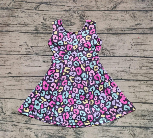 Multi Colored Leopard Print Twist Back Skort Dress