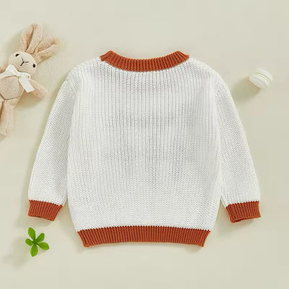 Floral Carrot Color Block Easter Sweater