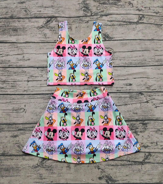 Checkered Disney Rainbow 2-Piece Yoga Skort Set