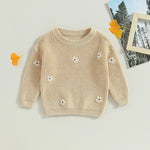 Embroidered Daisy Knit Sweaters