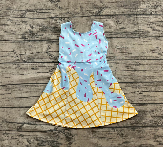 Blue Icecream Print Twist Back Yoga Skort Dress