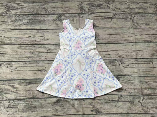 Vintage Floral & Bow Printed Twist Back Skort Dress