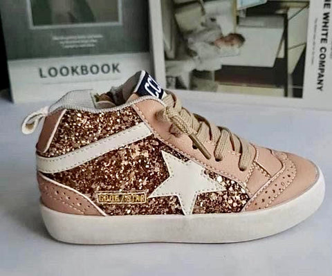 Rose Gold High Top Sequin Star Sneakers