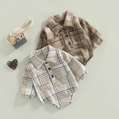Neutral Toned Nate Flannel Onesies