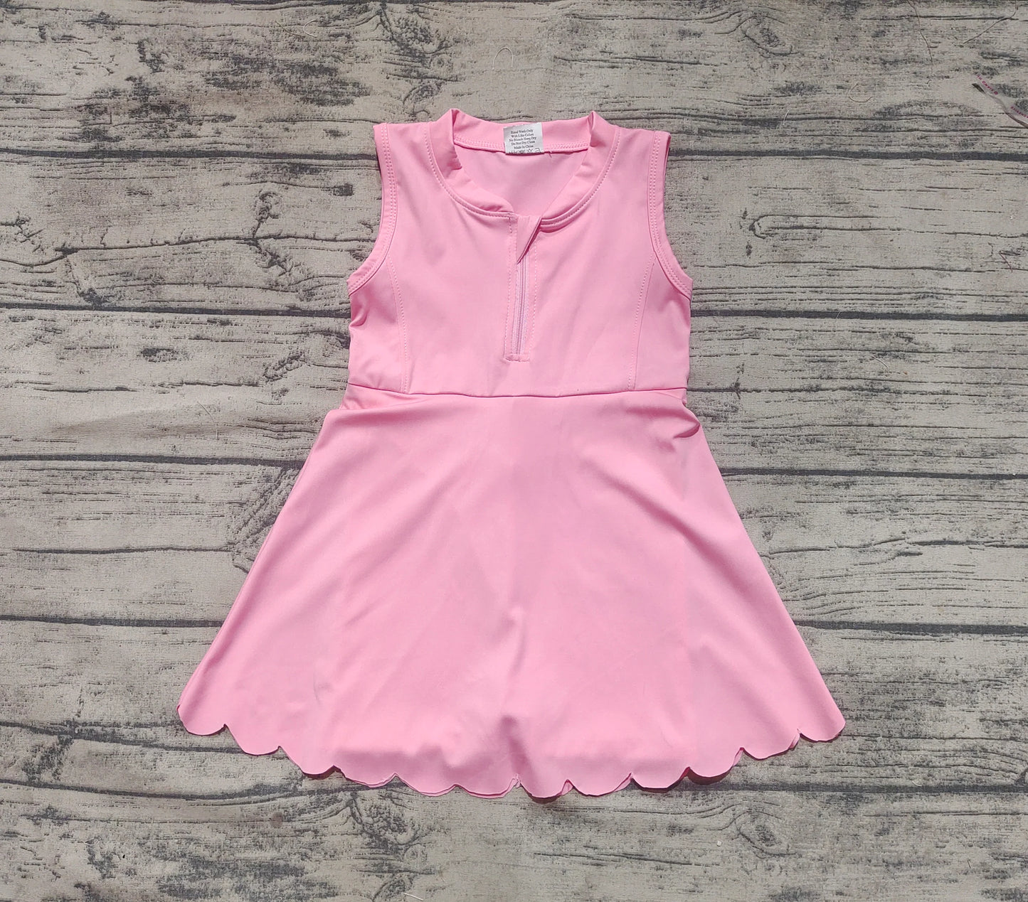 Solid Colored Sleeveless Scalloped Skort Dress