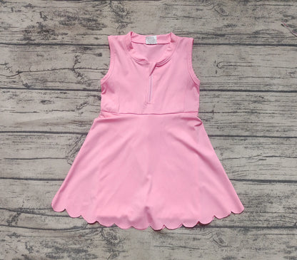 Solid Colored Sleeveless Scalloped Skort Dress