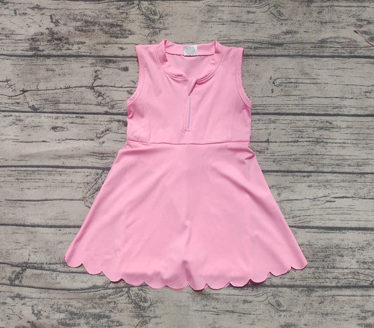 Solid Colored Sleeveless Scalloped Skort Dress