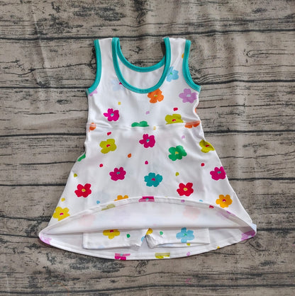 White Multi Colored Daisy Sleeveless Skort Dress