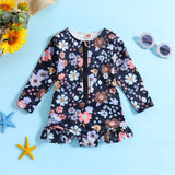 Fiona Floral Long Sleeved Ruffled Swimsuits